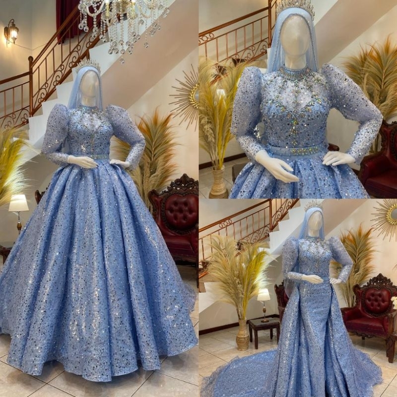 TERBARU GAUN PENGANTIN PREMIUM// GAUN BELIMBING  PAYET/BALL GAUN/GAUN TERBARU/PERLENGKAPAN PESTA/BAJU NIKAH/GAUN MODERN