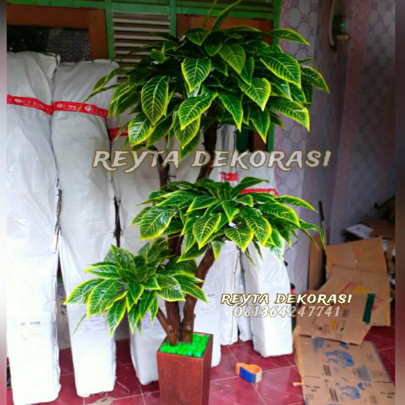pohon bonsai hias tinggi 170cm - bonsay bunga plastik artificial pohon plastik bunga hias daun lucki