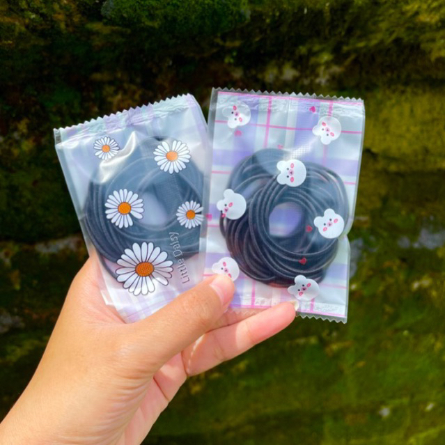 Gelang Karet Polos Hitam Kuncir Rambut korea isi 20 pc murah semarang karet gelang Suga yoongi