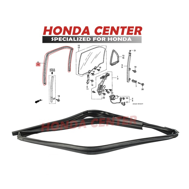 Asli original honda,karet runchannel chanel karet bulu kaca rel naik turun kaca pintu belakang kiri mobil honda civic ferio 1996 1997 1998 1999 2000