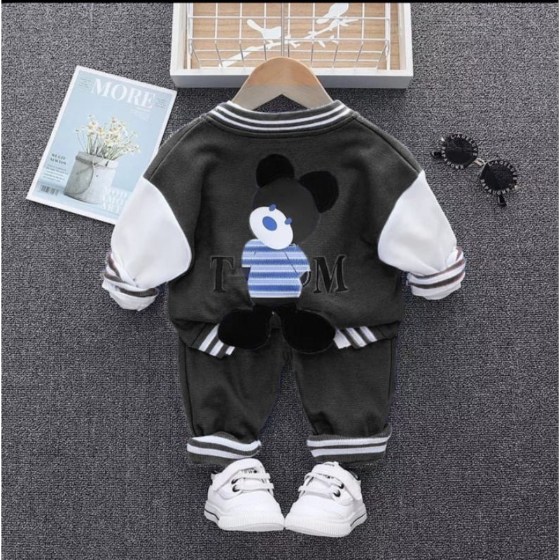 Promo setelan 3 in 1 anak laki laki motif mickey usia 1 sampai 5 tahun jaket anak pakaian anak setelan anak laki laki  baju anak laki laki setekan jaket varsity anak anak