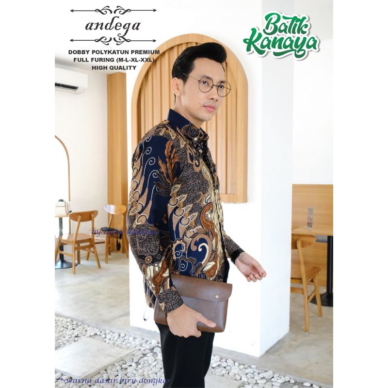 ANDEGA Baju Batik Pria Bahan Doby Berlapis Furing