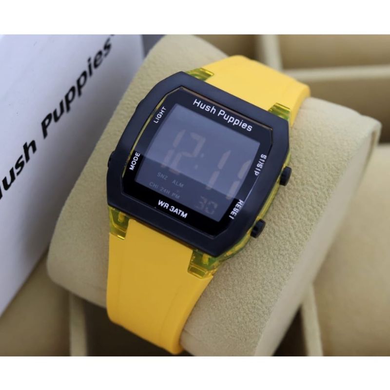 (Terima Cod)Jam Tangan Wanita Hushpuppies Sergi Digital New Anti Air Strap Rubber/Karet(Dikirim Jakarta)