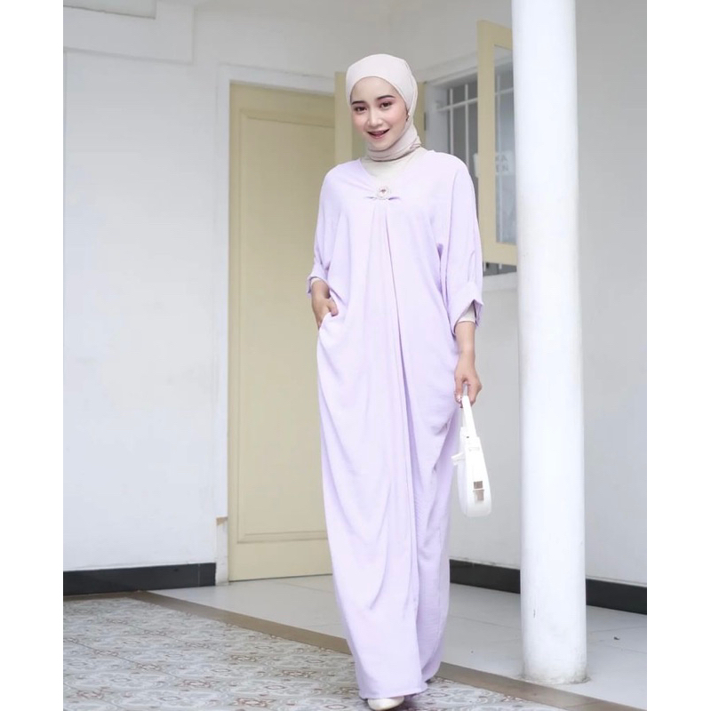 ZALINA KAFTAN - CRINKlE AIRFLOW - V-NECK - NEW MODEL - BISA COd