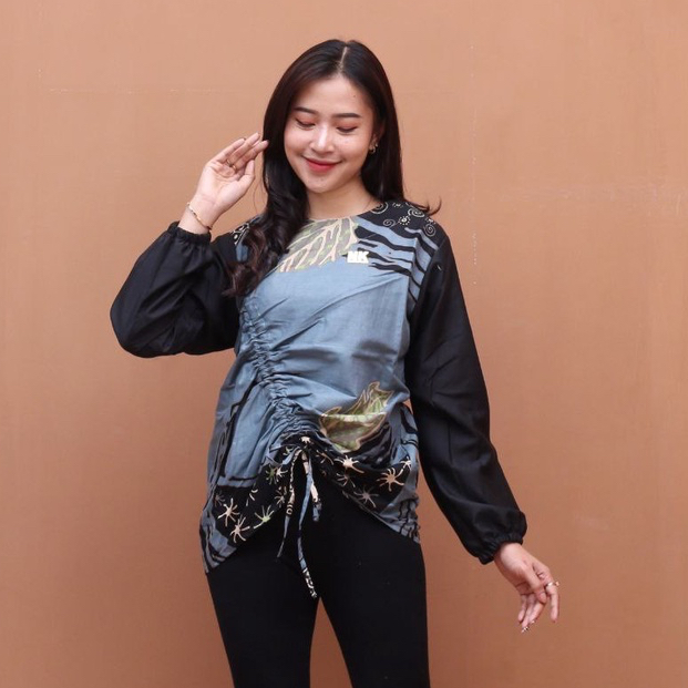 NK BATIK ATASAN WANITA BLOUSE KALEA BIRU MUDA JUMBO
