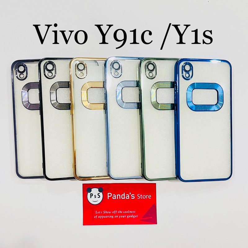 Softcase Vivo Y91c / Y1s Lens Protector Circle Chrome Logo Clear Case