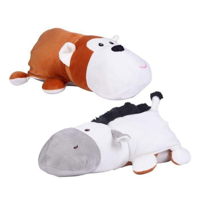 Boneka Binatang Lucu - MINISO Plush Toy 2in1  38cm (Monkey&Zebra)