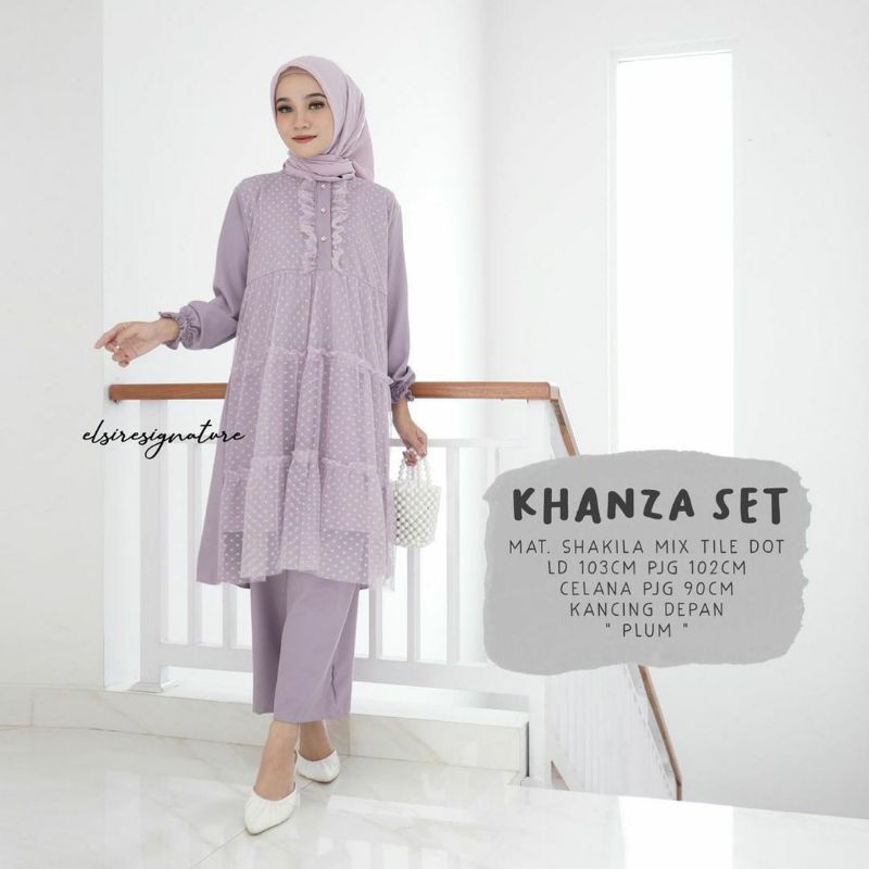 elsire signature setelan organza tile dot // khanza set tile dot // pearly set organza
