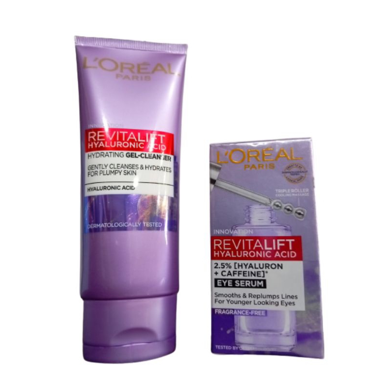 LOreal Paris Revitalift Hyaluronic Acid Eye Serum 20ml | Hydrating Gel - Cleanser 100ml