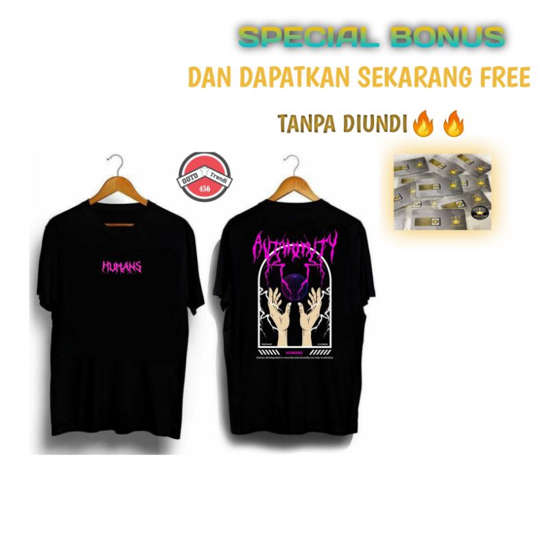 [BISA COD] Kaos Distro HUMANS / T-shirt Pria Costum Pria Motif / Baju Oversize Unisex .