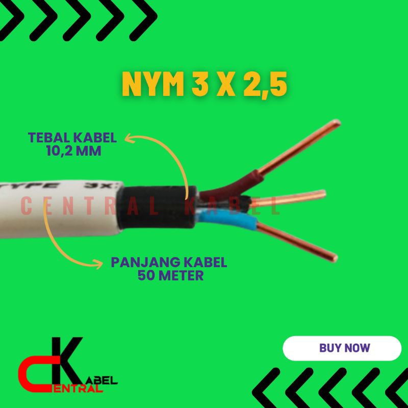 Kabel Kawat Listrik NYM 3 x 2,5 (50 meter)