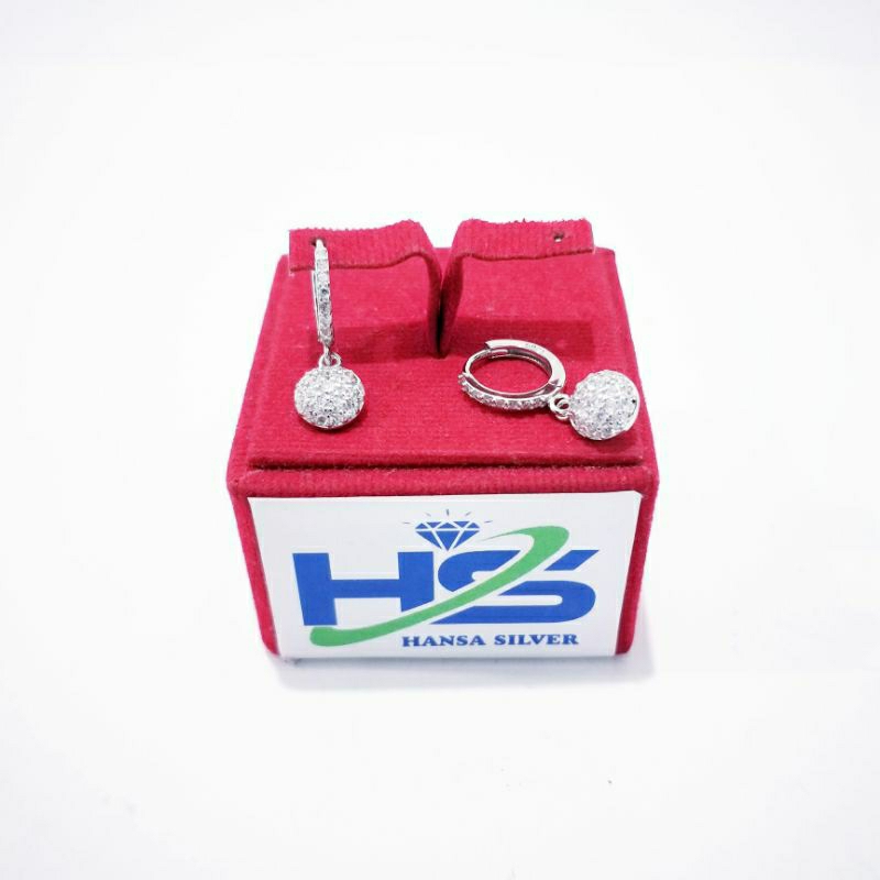 Anting Perak Wanita Asli Silver 925 Lapis Emas Putih Model Jepit Agogo Oval Bulat Dan Love - Anting Wanita Anti Karat