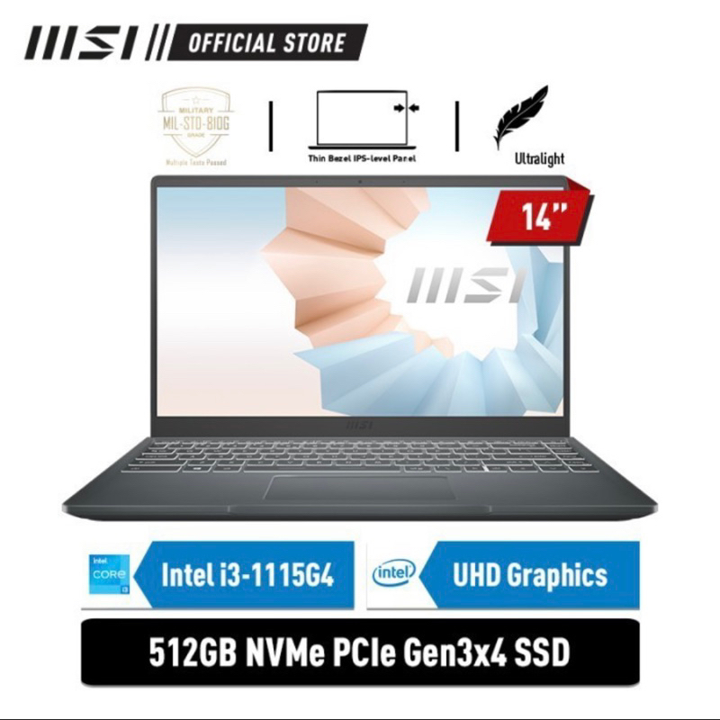 MSI MODERN 14 B11MOU [9S7-14D334-1037] (second) PRELOVED / SECOND FREE SLEEVE BAG MSI