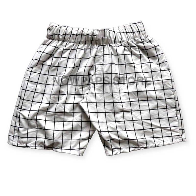 BOXER BOARDSHORT FLANEL PUTIH/HITAM POLOS.CELANA PENDEK UNISEX POLOSAN KOTAK PUTIH HITAM.KOTAK HITAM / PUTIH ALL SIZE