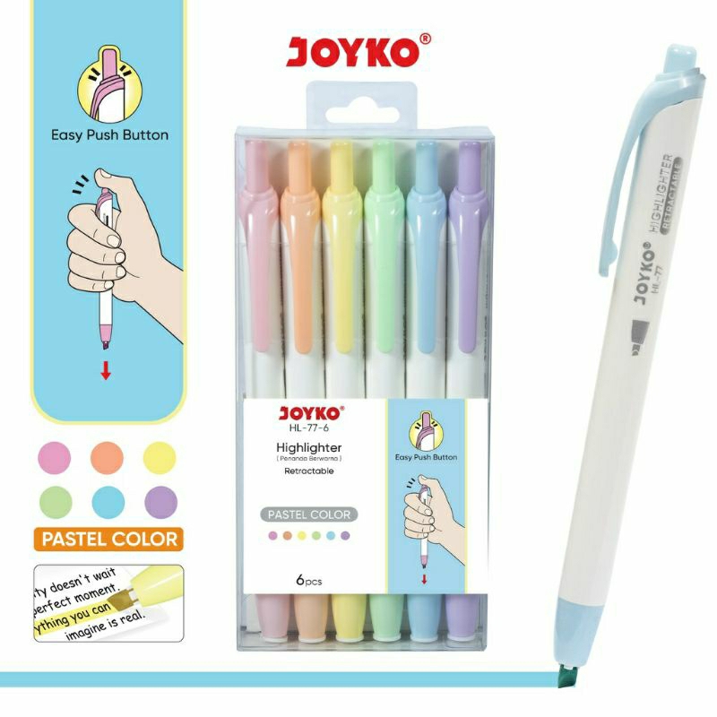 

penanda berwarna highlighter pulpen warna warni HL 77-6 JK