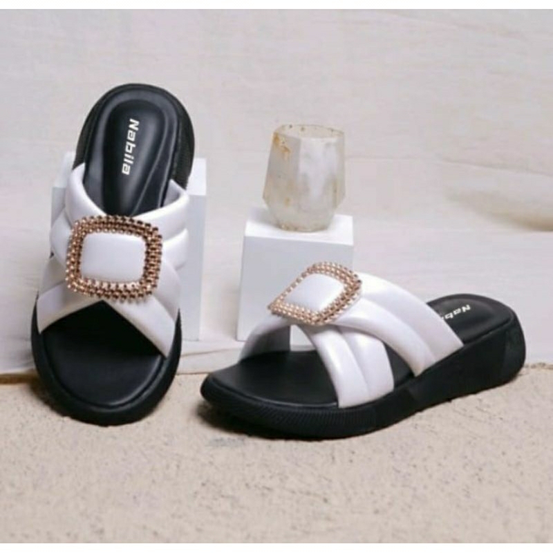 Sandal wedges wanita cantik kekinian platform sandal empuk DR22