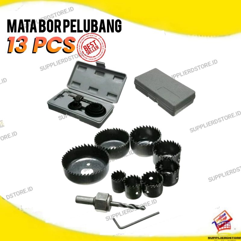 Mata Bor Pelubang Hole Saw Set 13 Pcs