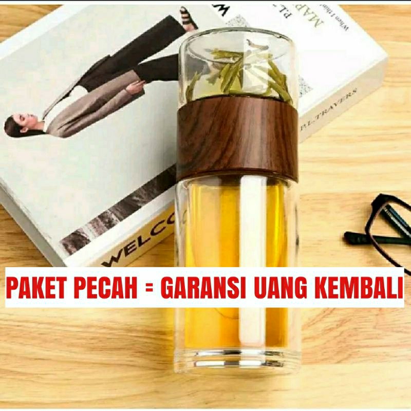 BOTOL INFUS KACA MURAH CEWEK KEKINIAN FILTER TAHAN PANAS Saringan teh Air Minum Cantik