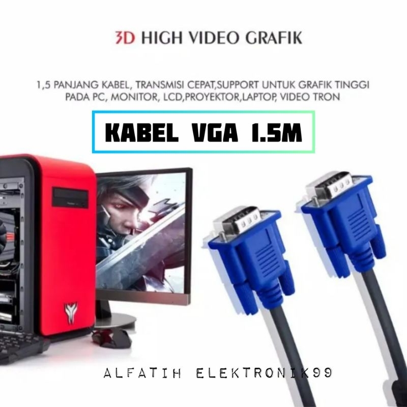 Kabel vga ~ Kabel vga to vga ~ kabel vga original ~ vga to vga ~ kabel vga male to male 1.5 meter