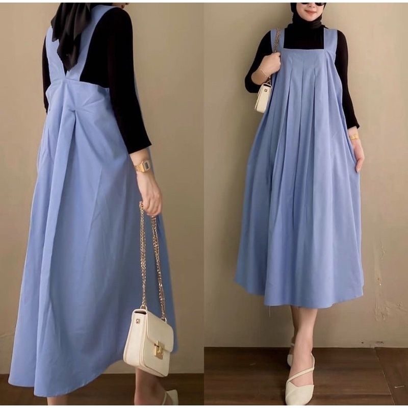 Berrynka Overall Dress Wanita Crinkle Airflow Korean Look