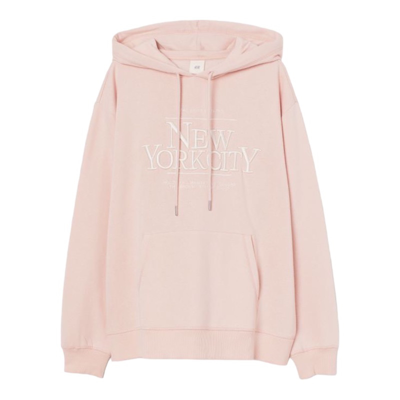 ( 8.8 ) Hoodie H&amp;M Unisex New York Pink, Flecee Katun Lembut Tebal, Free Papperbag