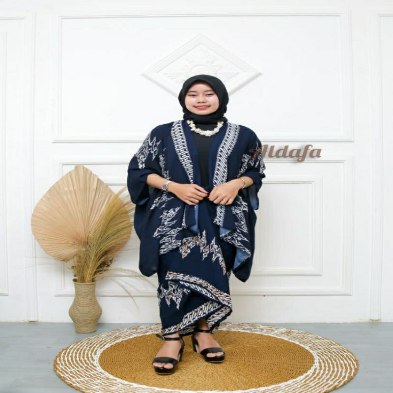 Cardigan Batik Wanita Outfit KOndangan Simpel full sett dengan Rok lilit