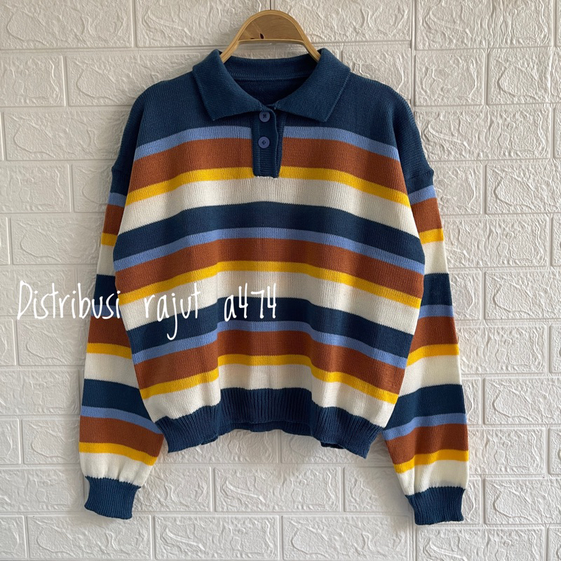 POLO SWEATER STARLA BLASTER BLOUSE STRIPPE LENGAN PANJANG-Urback denim