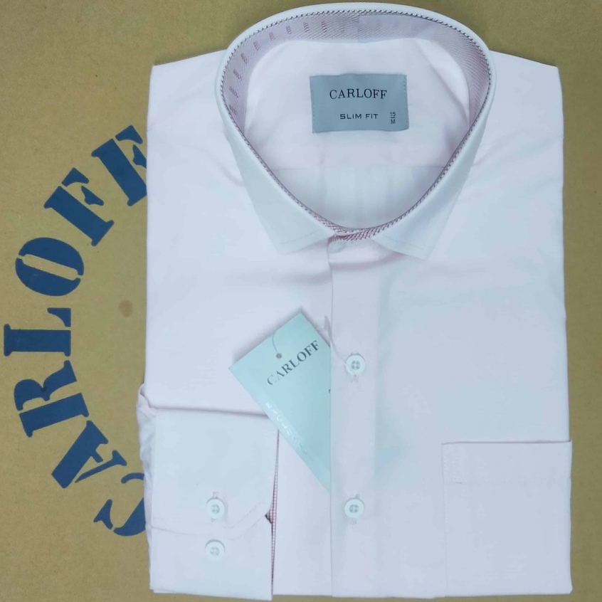 CARLOFF Pakaian Pria Hem Baju Kemeja Panjang Polos 3885 P Pink