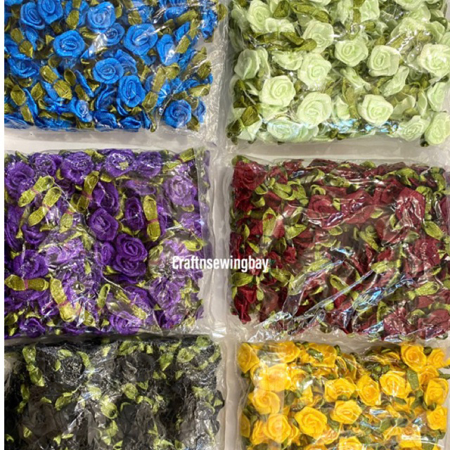 Bunga Satin Kucai / Bunga Rose Mini per Pack – Isi ±140 pcs – Aksesoris Craft & Jahit