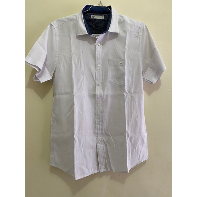 preloved kemeja pendek putih men’s top size L ld 100cm