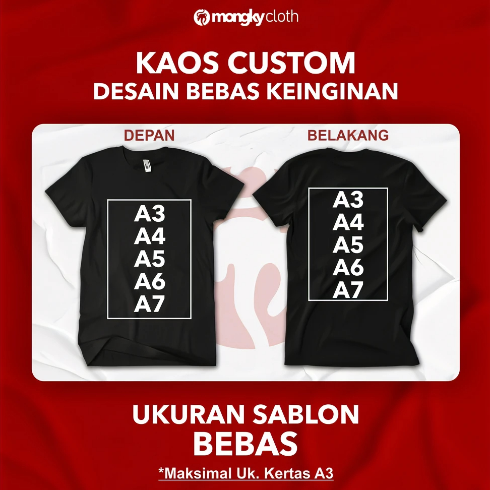Mongkycloth Kaos Custom Sablon Foto dan Gambar Satuan rubber/dtf manual (regular size)