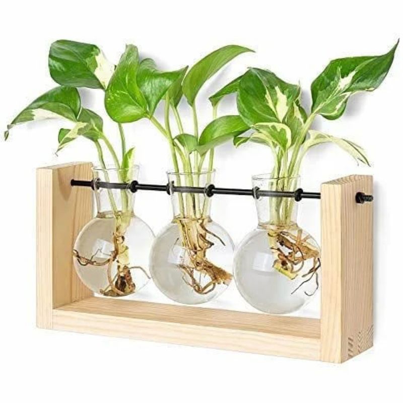 HIASAN DEKORASI DINDING DAN MEJA POT KACA UNIK MODEL GANTUNG 3 KACA