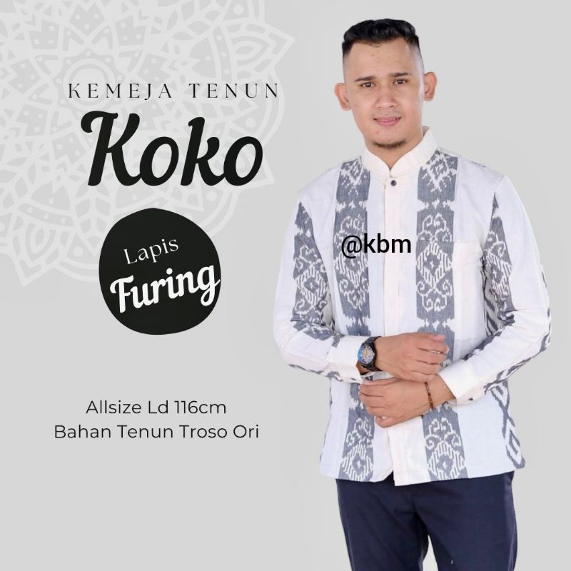 kemeja koko tenun ori tenun troso kemeja pria