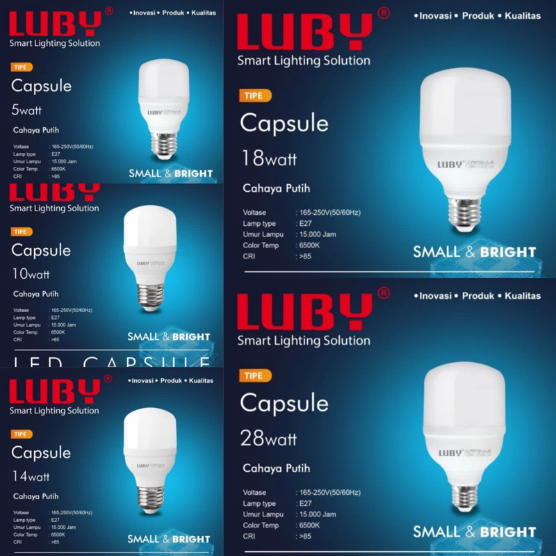 Led Luby New Capsule 5w 10w 14w 18w 28w 38w - Lampu Kapsul Putih