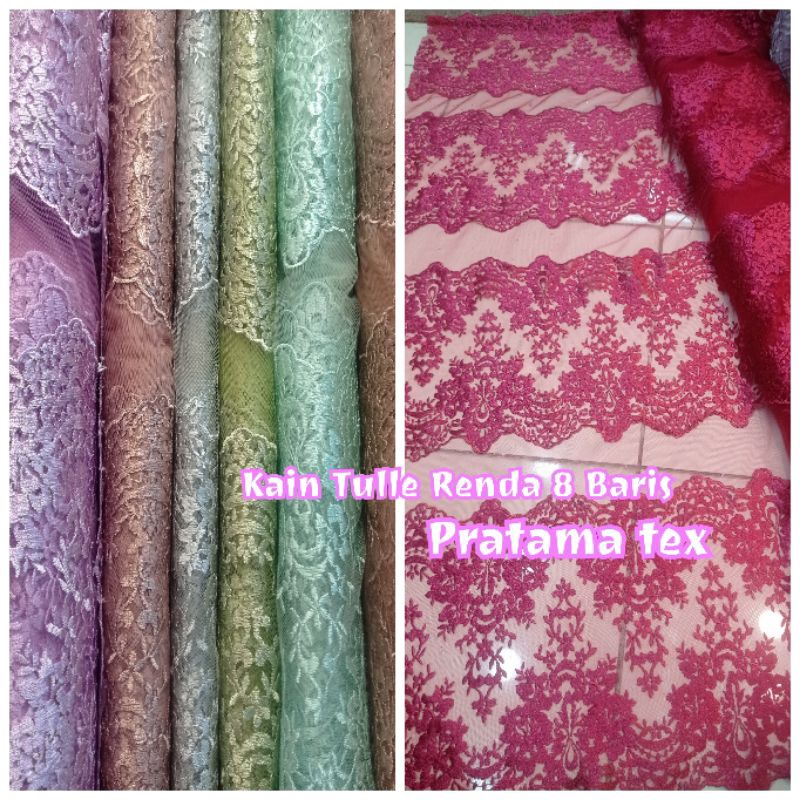 Kain Kebaya Aplikasi Tile Renda /Kain tile Renda Korea 8 Baris