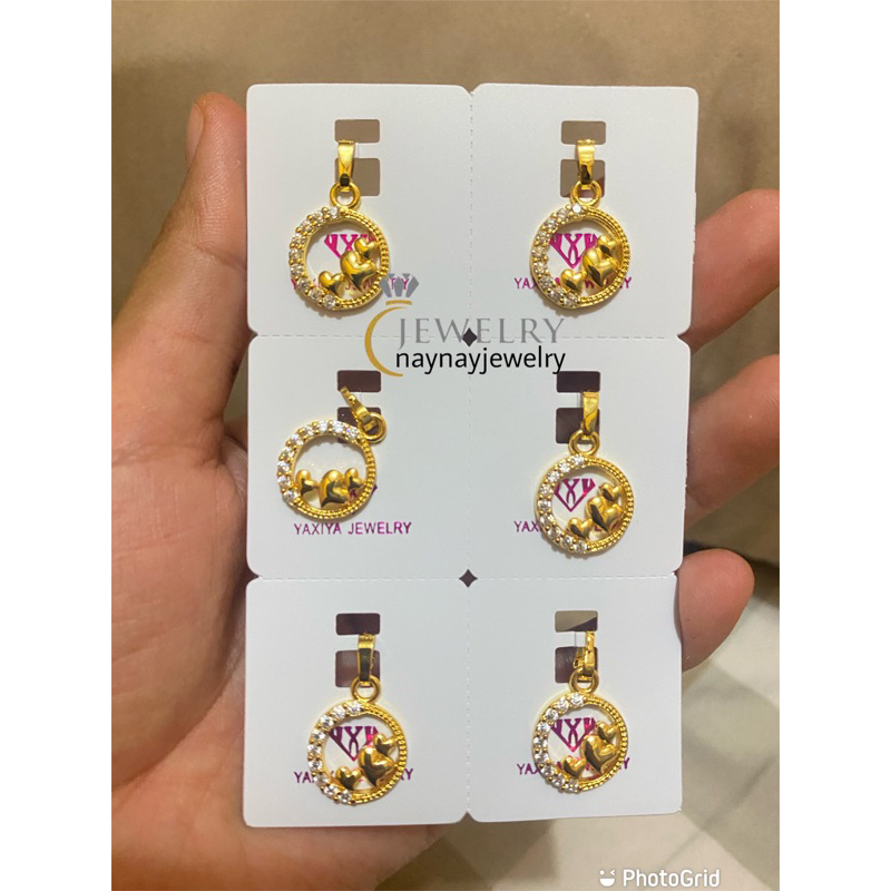 Liontin bulat permata warna 24k