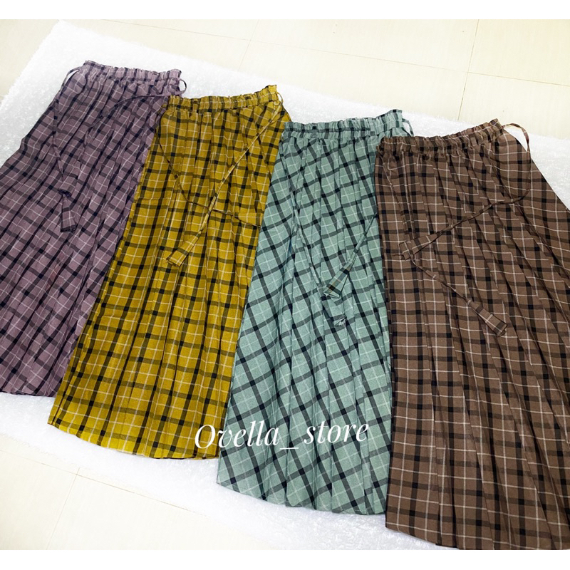 (SERI C) ROK PLISKET BAHAN SEMI WOLL/ROK TARTAN/ROK KANTOR