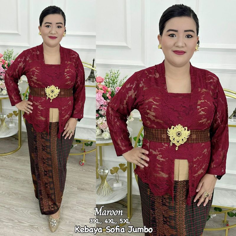 JUMBO Kebaya Brokat Sofia Bet Lurus 5XL ( Ld 124 )