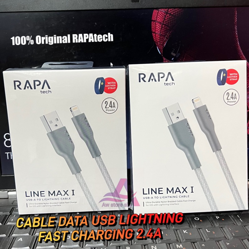 Original RAPAtech Cable Data Usb Lightning Fast Charging 2.4A 100 cm For iPhone 6/7/8/6+/7+/8+/X/XR/XS MAX/11 12 13 14 PRO MAX/ DC2022