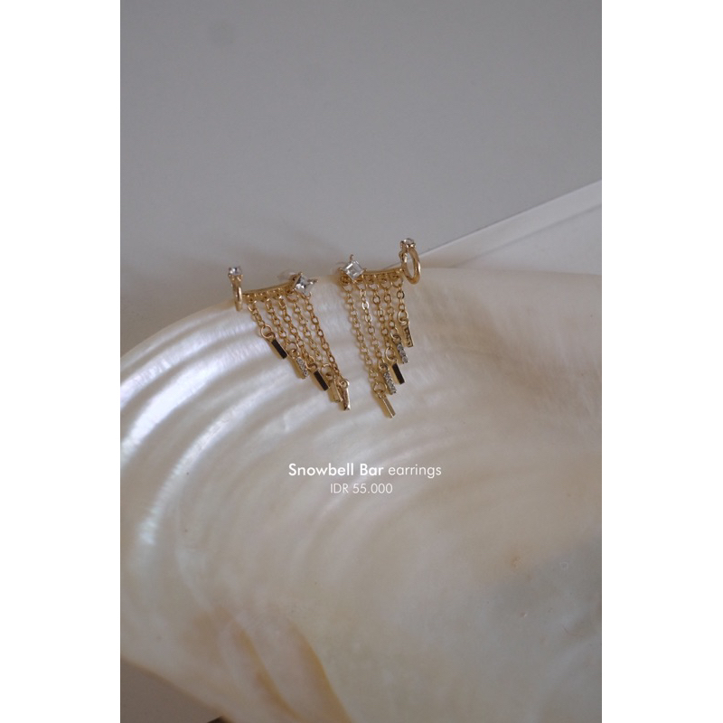 Ark.co - Snowbell bar earrings with cuff anting cepit klip gantung