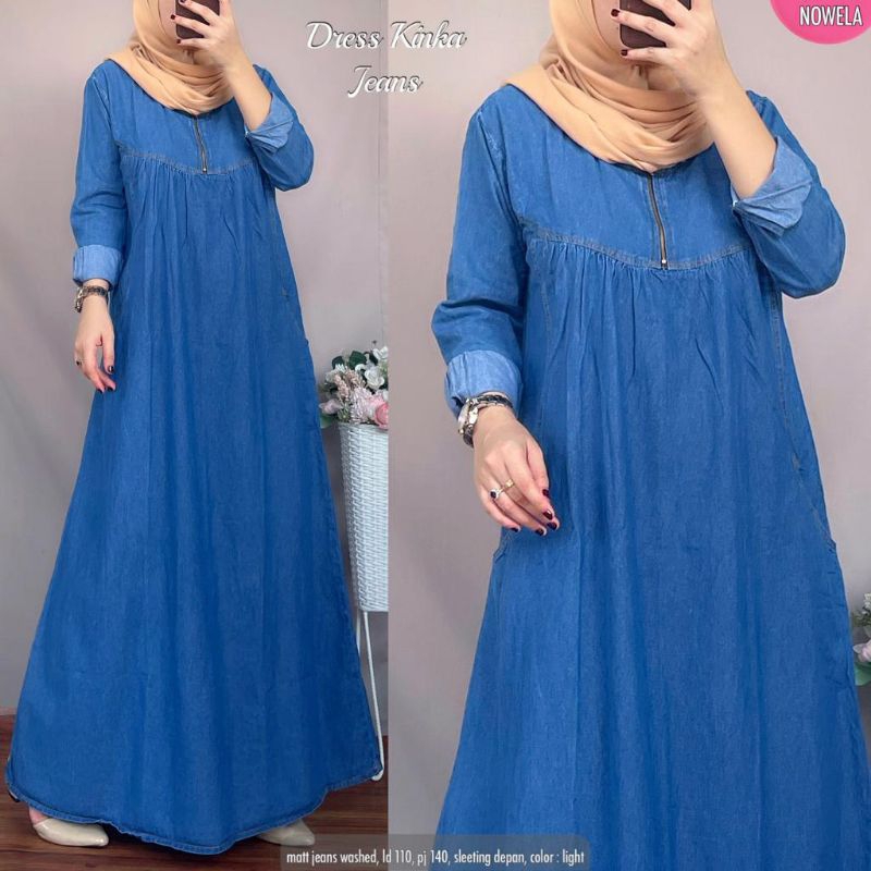 Gamis Jeans Kinka Maxy Fit M to XXL By Nowela
