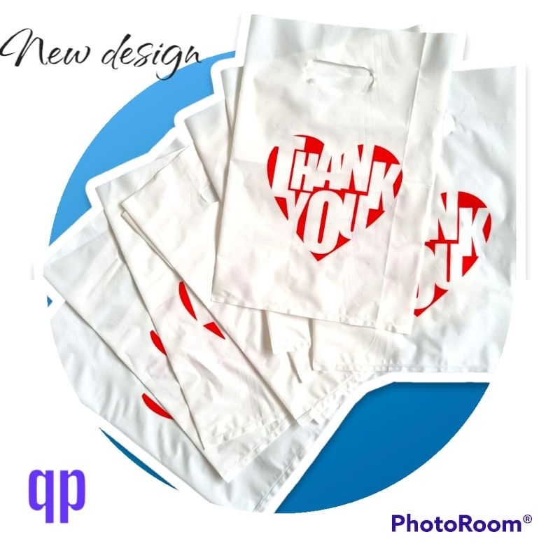 Isi 50Pcs Kantong Plastik MOTIF THANK YOU Kantong Plastik Pakaian Kantong Plastik Dress Kantong