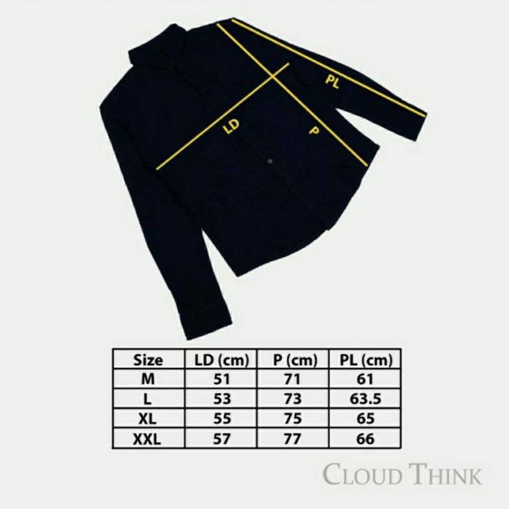 Kemeja Pria Lengan Panjang Original Brand Cloud Think Bahan Cotton Pique