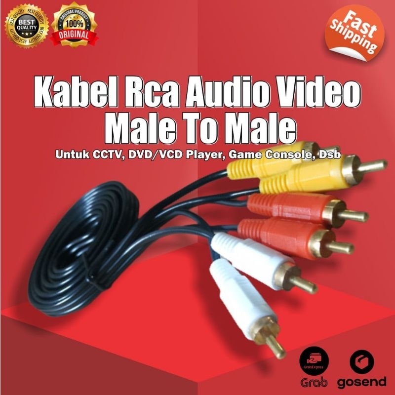 Kabel Rca to Rca 1.5m / Kabel AV VIDEO 1.5m / Audio 3-3 High Quality Kabel Aux 3 3 untuk video games