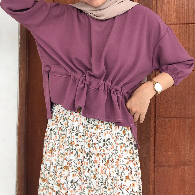 JENIA BLOUSE SERUT - BLOUSE SERUT POLOS OVERSIZE ATASAN WANITA BIGSIZE BLOUSE CRINKLE OVERSIZE BLOUS
