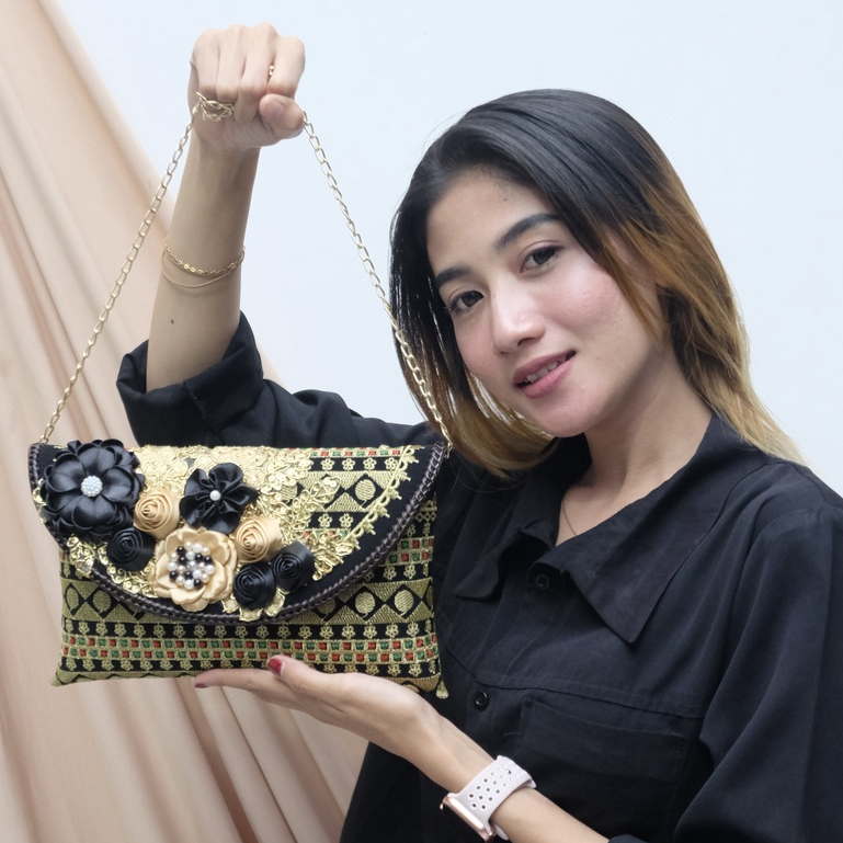 RJ CRAFT - Tas Pesta Clutch Wanita Tapis Bordir Premium Terbaru Selempang Fashion Wanita Trendy