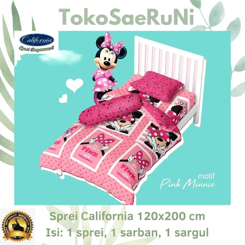 Sprei California 120x200 Motif Pink Minnie