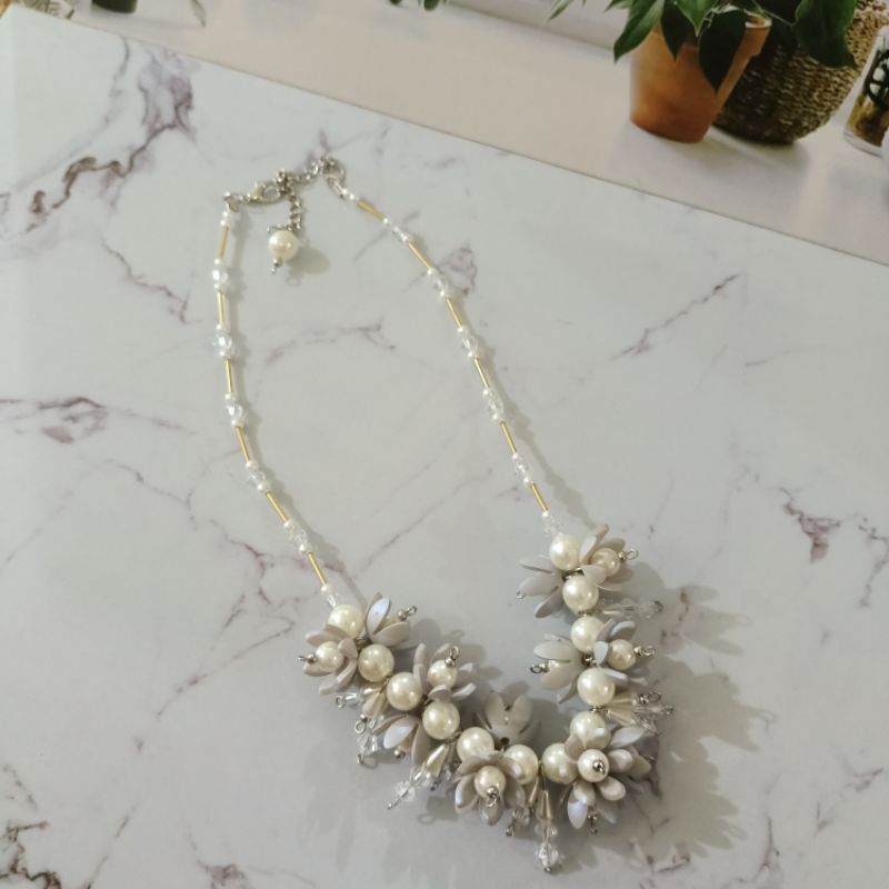 Kalung Hijab Mutiara Kristal Kalung Choker Daily Hijab