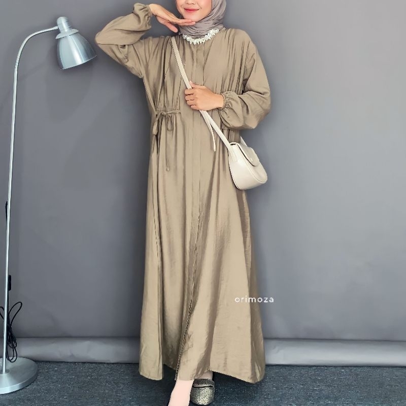 Hazzel Midi Dress Linen Tali Pinggang OOTD Long Dress