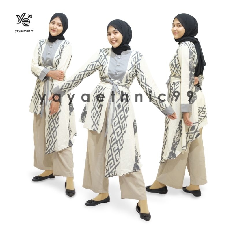 Tunik marwa mix toyobo, busana wanita tenun troso, tunik marwa ethnic